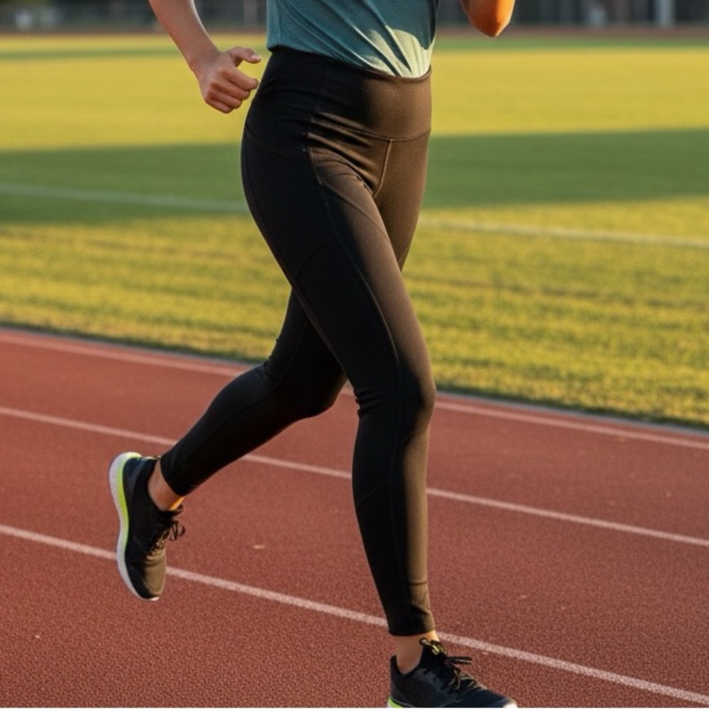 Champion C9 High-Rise Active Black Thick Waistband Zip Pocket Leggings Pants M